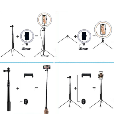 Compatible with Apple, 10 LED Ring Light Lamp Phone Selfie Camera Studio Video Dimmable Tripod Stand