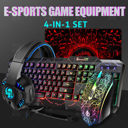 Explosion Crack Illuminant Keyboard Mouse Headset Four-piece Set