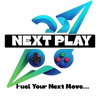 Logo of Next Play with game controller graphics, promoting gaming and strategy.