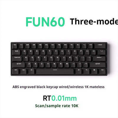AKKO MonsGeek FUN60 Pro Gaming Keyboard Magnetic E-sport Switch Dual 8K Polling Rate 0.01RT SOCD MT Wireless RGB Custom Keyboard