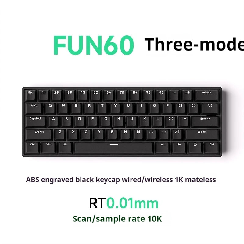 AKKO MonsGeek FUN60 Pro Gaming Keyboard Magnetic E-sport Switch Dual 8K Polling Rate 0.01RT SOCD MT Wireless RGB Custom Keyboard