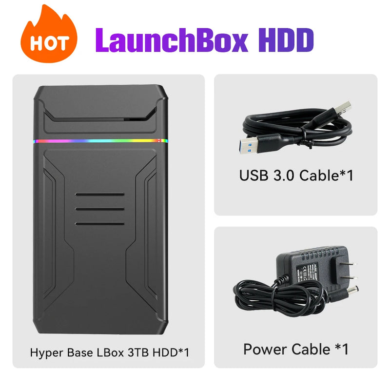 Video Game Consoles Launchbox OS Retro Gaming HDD for Xbox/Switch/PS4/PS3/PS2/PS1/DC/WII for Windows PC/Laptop with 10107Games