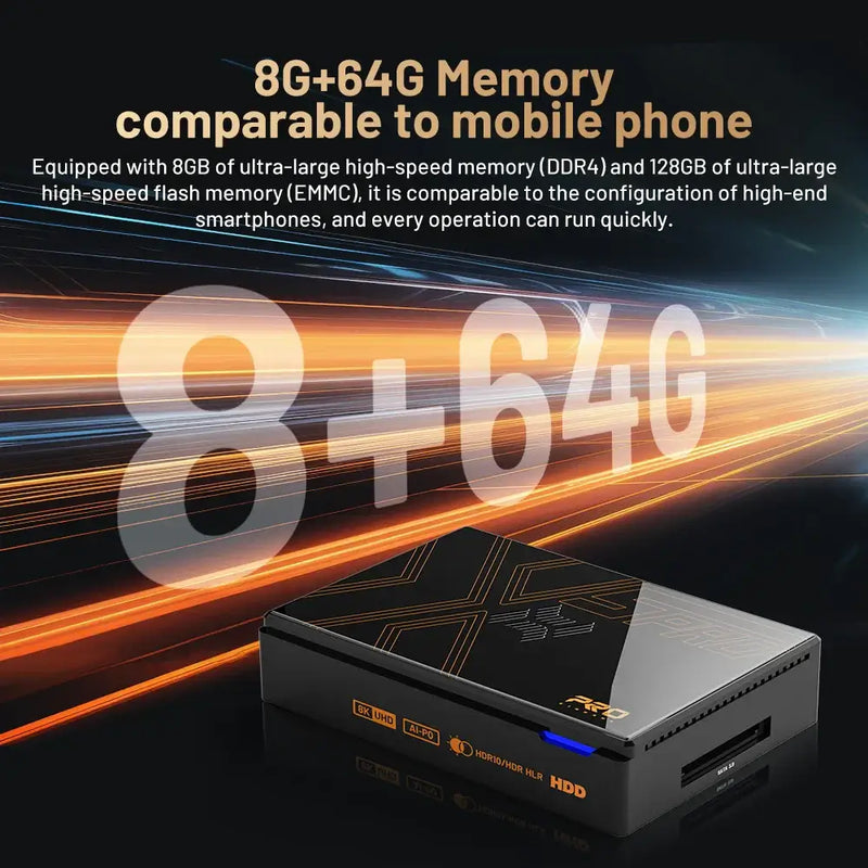 Kinhank Super Console X5 Pro showcasing 8GB RAM and 64GB storage, comparable to mobile phones.