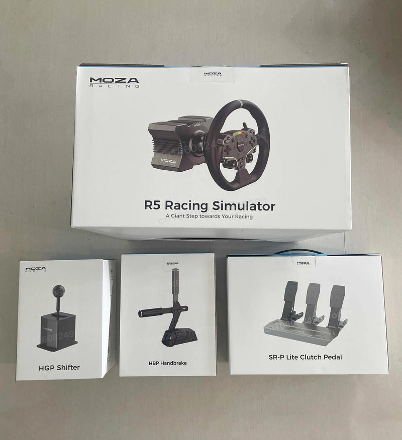 MOZA Racing R5 Bundle Kit Direct Drive Wheel Base 5.5 N·m Peak Torque APP Cloud Control with Steering Wheel ,Pedals,Table Clamp