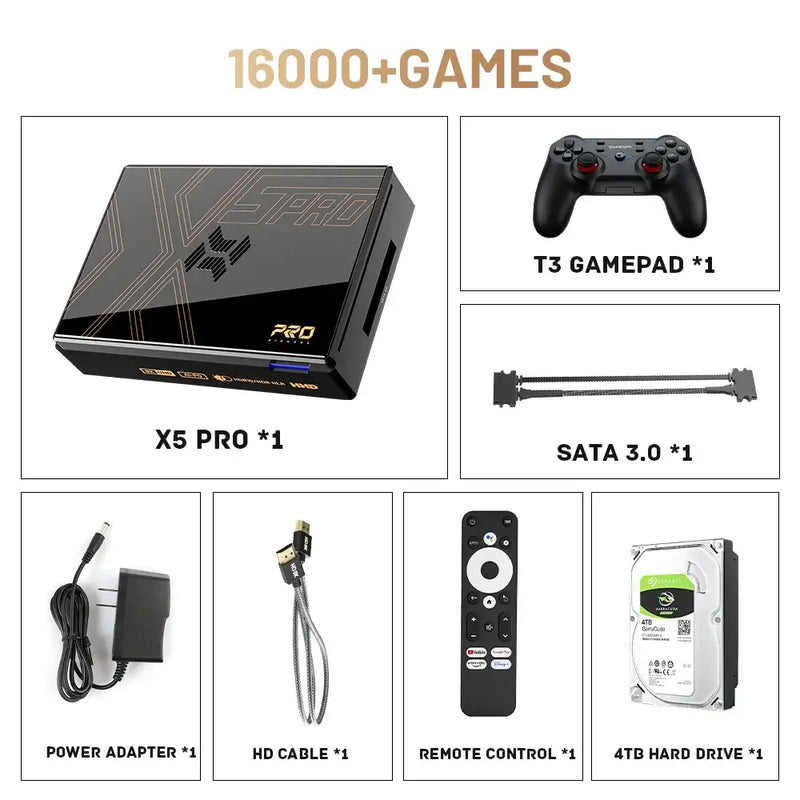 Kinhank Super Console X5 PRO Retro Video Game Consoles Plug and Play 4T with 16000 Games for PS2/WII/SS/DC/N64 Android 12 TV Box