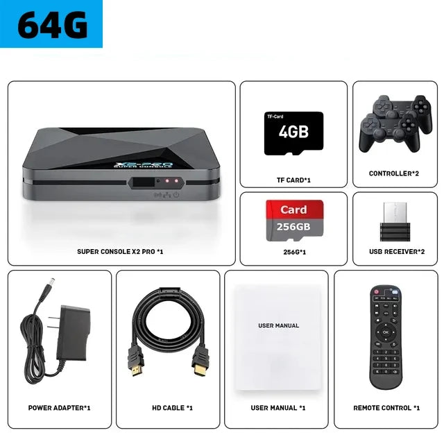 Super Console X2 PRO Retro Game Console For Sega Saturn/DC/Mame/Naomi 70000+ Classic Games 4K HD TV Box Game Player Dual Wifi