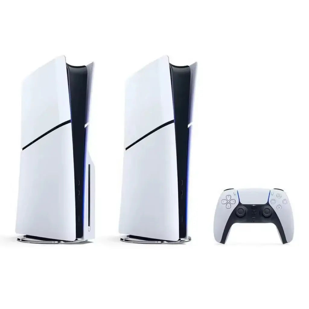 Brand new PS5 Slim digital game console with controller, featuring sleek design and high-performance gaming capabilities.