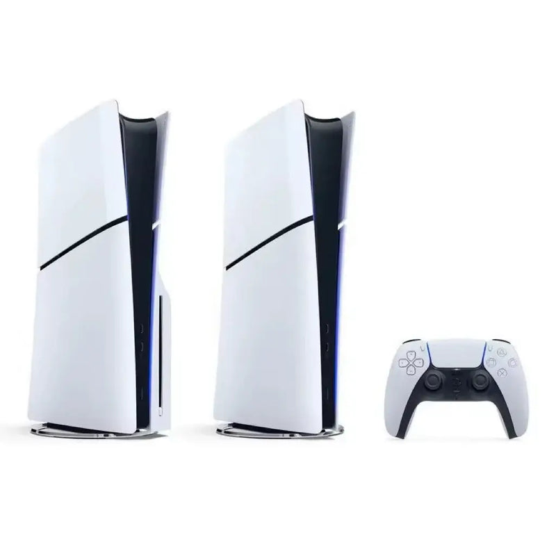 Brand new PS5 Slim digital game console with controller, featuring sleek design and high-performance gaming capabilities.