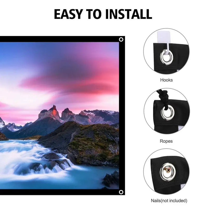 4K 8K 16:9 60 84 100 120 150 Inch Projector Screen 100inch Curtain Projection Screen 3D Film Portable Wall Mounted Projecting