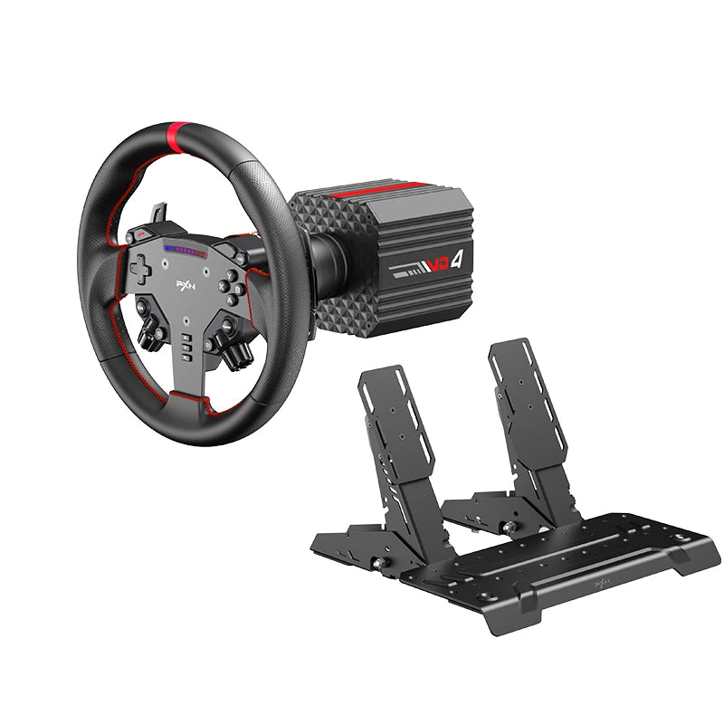 PXN V4D Bundle Racing Wheel 4Nm Force Feedback Simulator Gaming Steering Wheel PXN VD Series Direct Drive Servo Motor For PC
