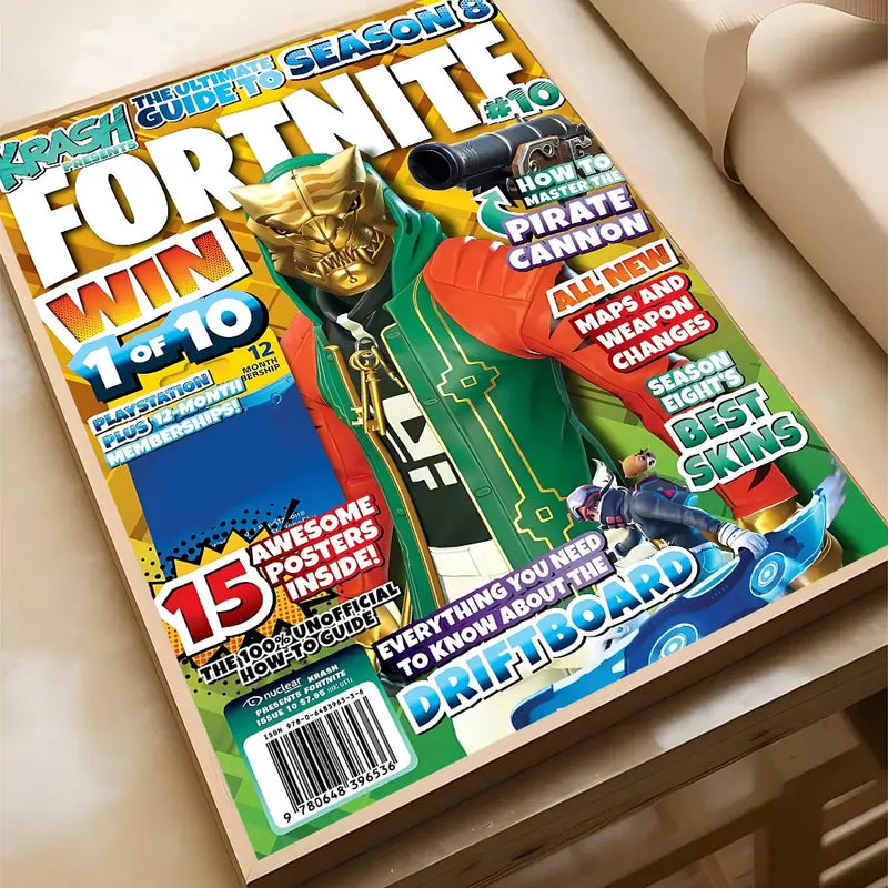 Fortnite Season 6 magazine cover featuring character in green jacket, showcasing tips and game updates for fans.