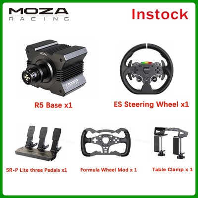 MOZA Racing R5 Direct Drive Wheel Base 5.5 N·m Peak Torque APP Cloud Control with Steering Wheel ,Pedals,Table Clamp