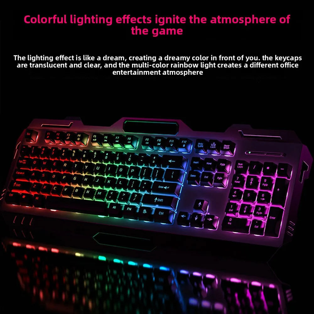 104 Key Ultra Compact Wired Keyboard Electronic Sports Game, Ergonomic Mechanical Feel, Office Computer Specific Mouse