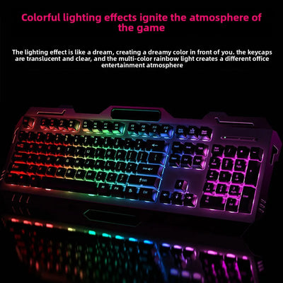 104 Key Ultra Compact Wired Keyboard Electronic Sports Game, Ergonomic Mechanical Feel, Office Computer Specific Mouse