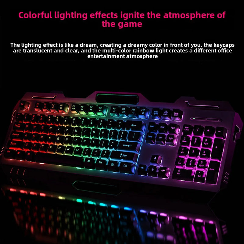 104 Key Ultra Compact Wired Keyboard Electronic Sports Game, Ergonomic Mechanical Feel, Office Computer Specific Mouse