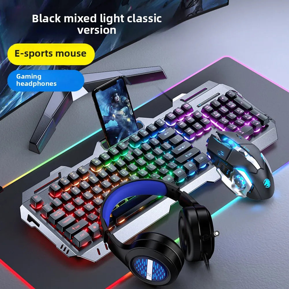 104 Key Ultra Compact Wired Keyboard Electronic Sports Game, Ergonomic Mechanical Feel, Office Computer Specific Mouse