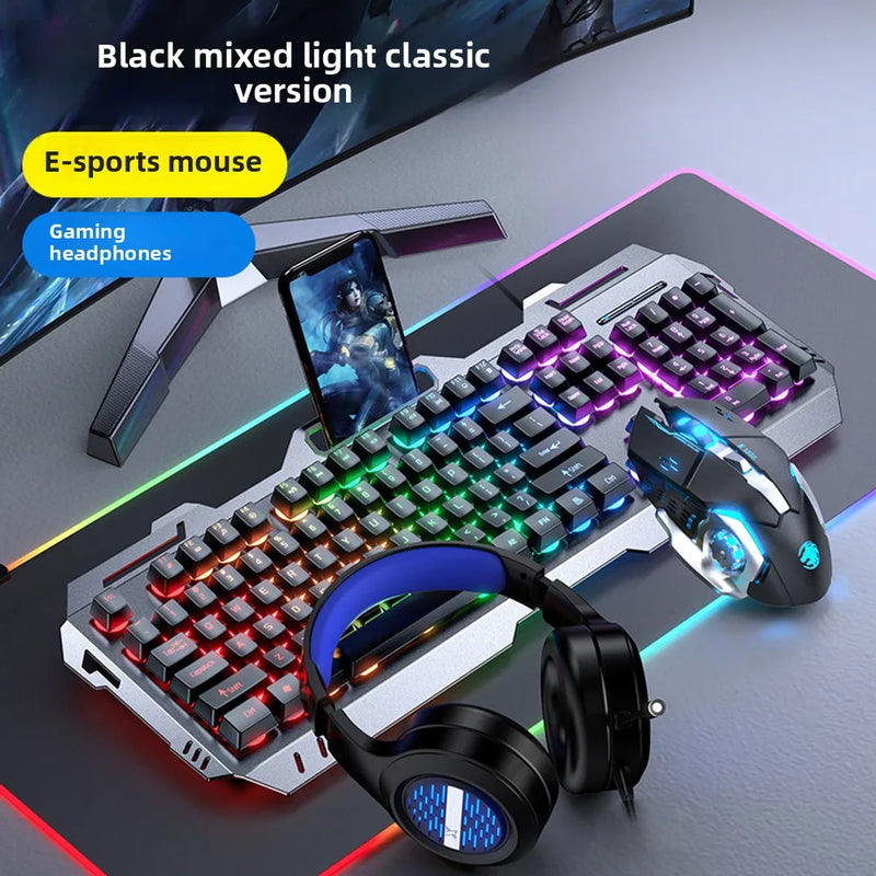 104 Key Ultra Compact Wired Keyboard Electronic Sports Game, Ergonomic Mechanical Feel, Office Computer Specific Mouse