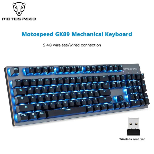 GK89 Motospeed Mechanical Gaming Keyboard 2.4G Wireless Wired 104 Keys RGB Backlit ABS Keycaps Gaming Keyboard For PC Laptop