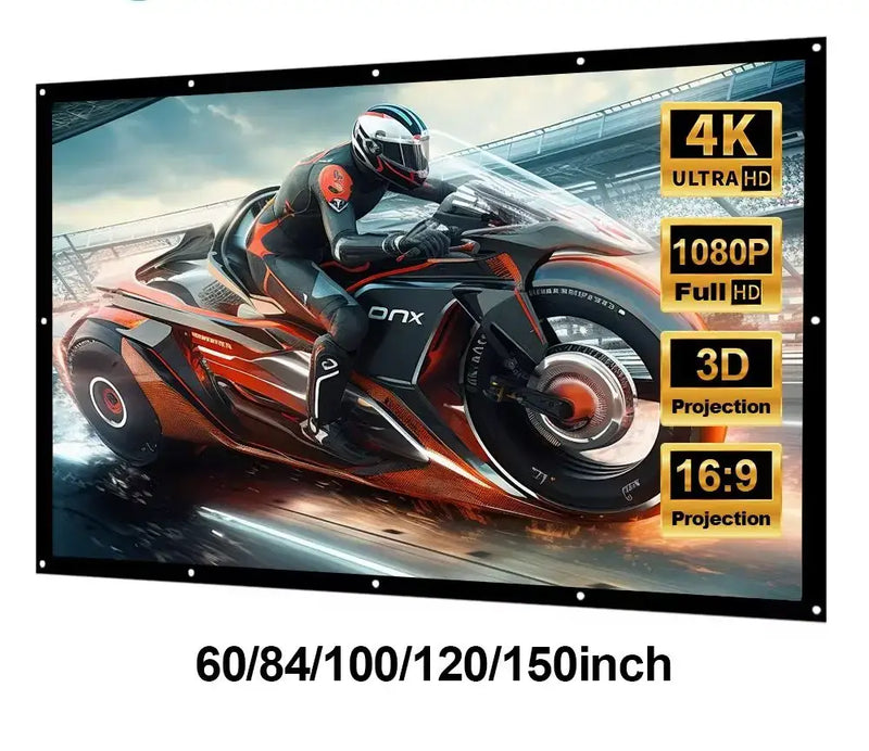 4K 8K 16:9 60 84 100 120 150 Inch Projector Screen 100inch Curtain Projection Screen 3D Film Portable Wall Mounted Projecting