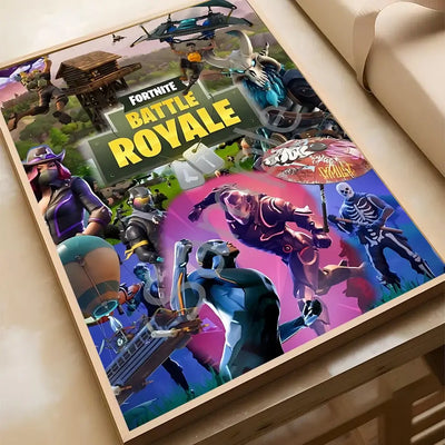 F-Fortnite Battle Royale poster art for living room, bar, and cafe decor, featuring vibrant game characters and scenes.