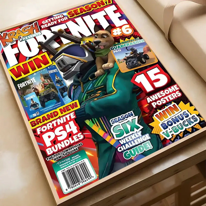 F-Fortnite themed poster showcasing characters and gaming tips, ideal for modern home decor in living rooms or cafes.