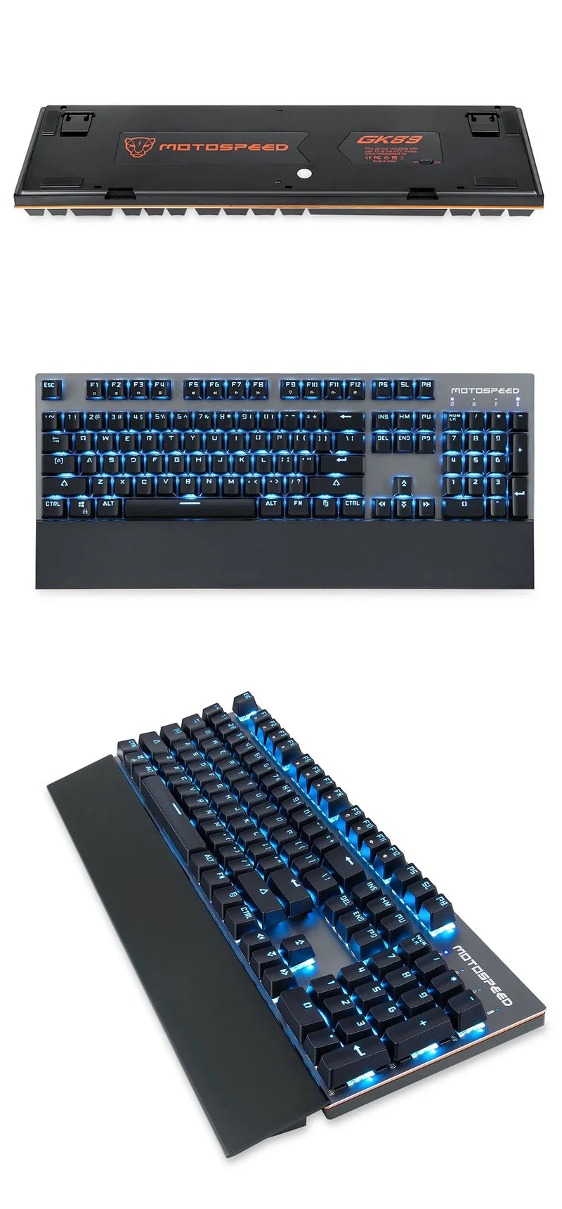 GK89 Motospeed Mechanical Gaming Keyboard 2.4G Wireless Wired 104 Keys RGB Backlit ABS Keycaps Gaming Keyboard For PC Laptop