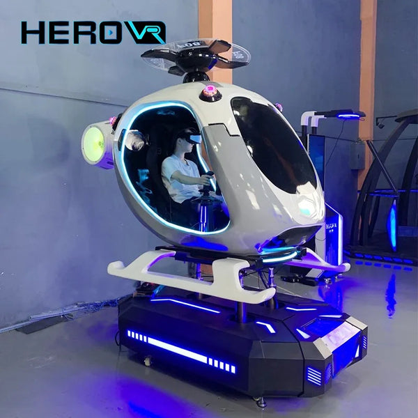 Indoor Playground Motion Flight Simulator Self Driving VR Helicopter Simulator Cockpit