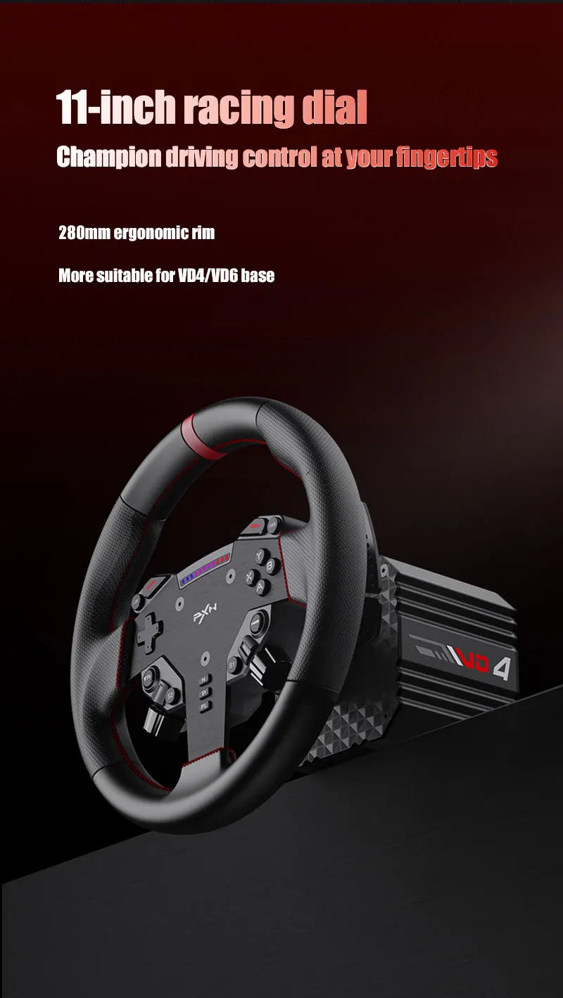 PXN V4D Bundle Racing Wheel 4Nm Force Feedback Simulator Gaming Steering Wheel PXN VD Series Direct Drive Servo Motor For PC