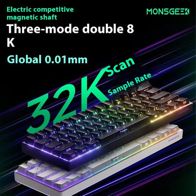 AKKO MonsGeek FUN60 Pro Gaming Keyboard Magnetic E-sport Switch Dual 8K Polling Rate 0.01RT SOCD MT Wireless RGB Custom Keyboard