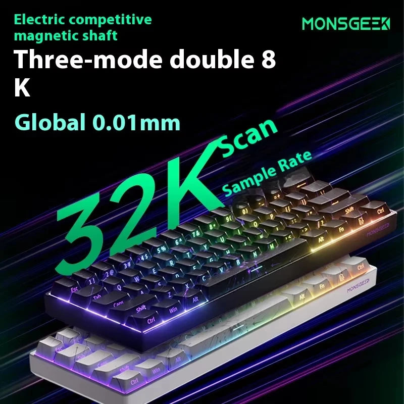 AKKO MonsGeek FUN60 Pro Gaming Keyboard Magnetic E-sport Switch Dual 8K Polling Rate 0.01RT SOCD MT Wireless RGB Custom Keyboard