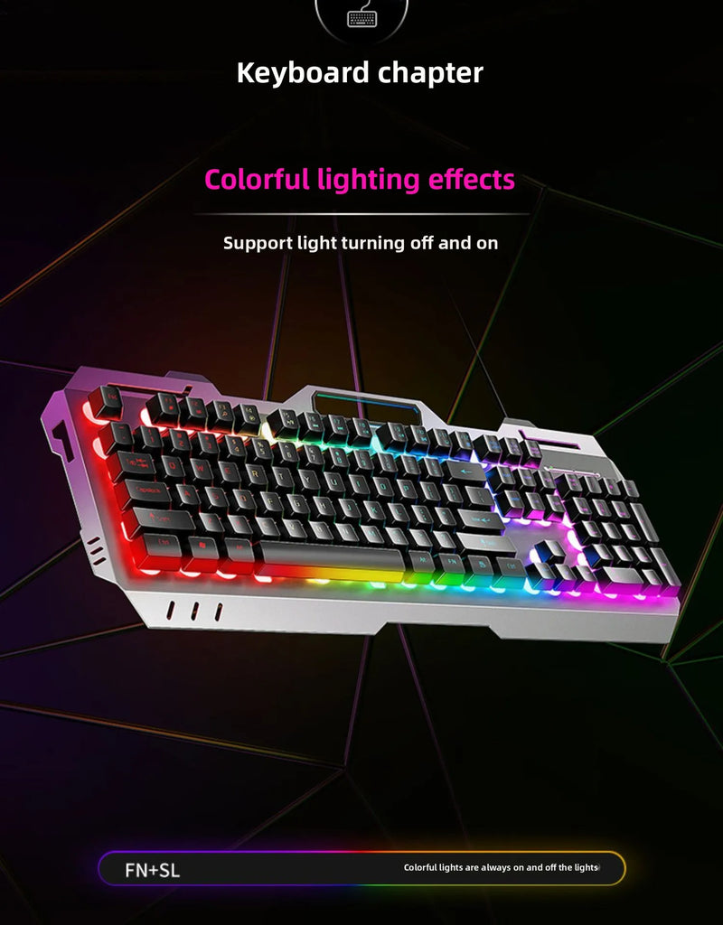 104 Key Ultra Compact Wired Keyboard Electronic Sports Game, Ergonomic Mechanical Feel, Office Computer Specific Mouse