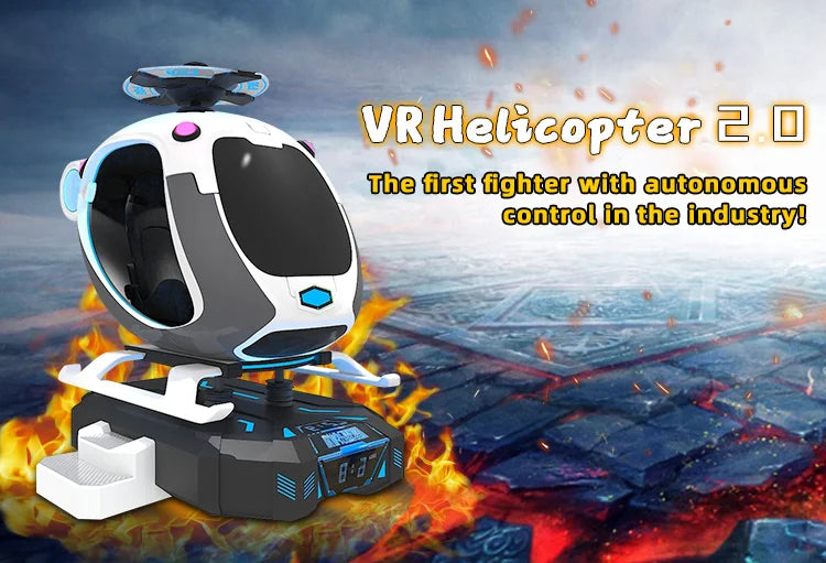 Indoor Playground Motion Flight Simulator Self Driving VR Helicopter Simulator Cockpit