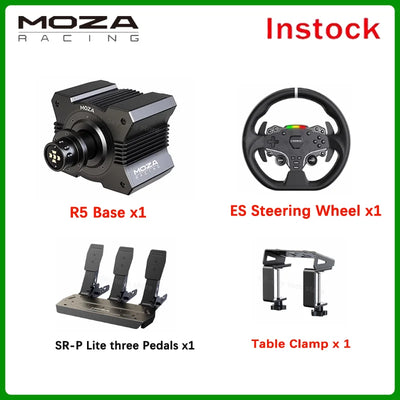MOZA Racing R5 Direct Drive Wheel Base 5.5 N·m Peak Torque APP Cloud Control with Steering Wheel ,Pedals,Table Clamp