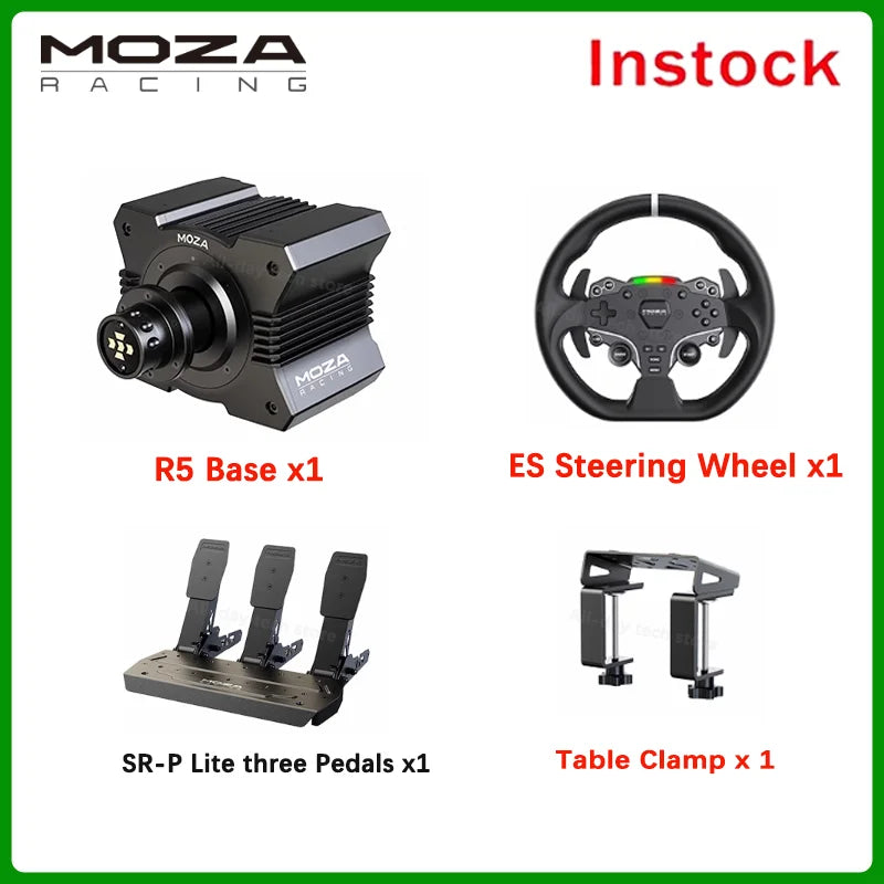 MOZA Racing R5 Direct Drive Wheel Base 5.5 N·m Peak Torque APP Cloud Control with Steering Wheel ,Pedals,Table Clamp