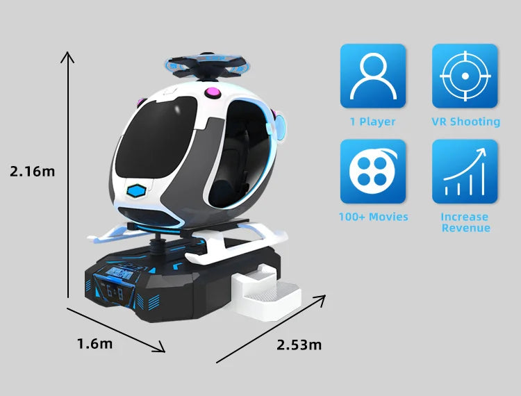 Indoor Playground Motion Flight Simulator Self Driving VR Helicopter Simulator Cockpit