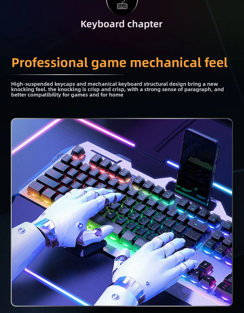 104 Key Ultra Compact Wired Keyboard Electronic Sports Game, Ergonomic Mechanical Feel, Office Computer Specific Mouse