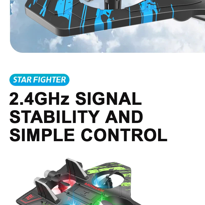 Glider Flying Helicopter RC Hobby Jet Plane 2.4G Stunt Remote Control Foam Fighter Airplane Toy With Light