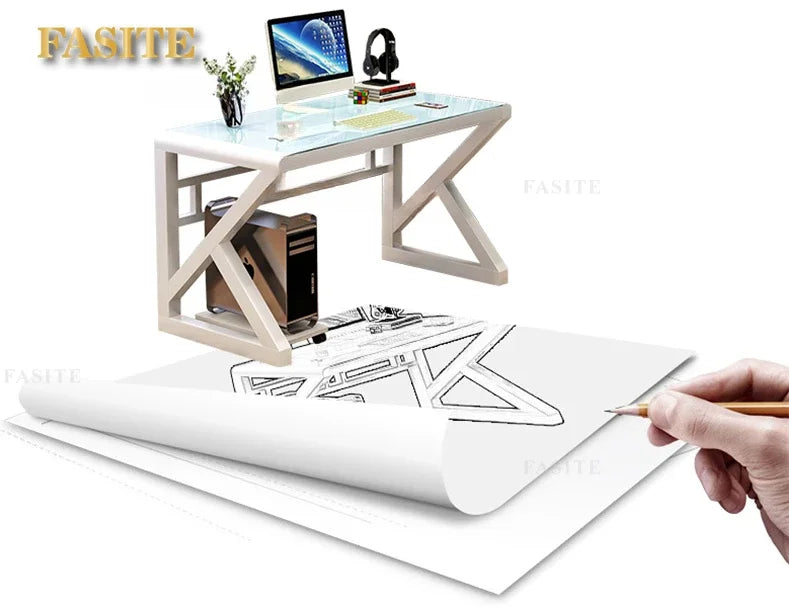 Modern Tempered Glass Tables For Office Furniture Computer desk Tables Light Luxury Gaming Table