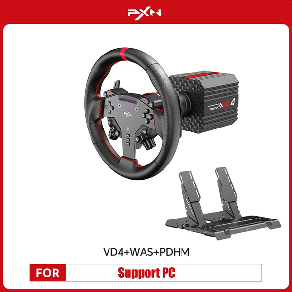 PXN V4D Bundle Racing Wheel 4Nm Force Feedback Simulator Gaming Steering Wheel PXN VD Series Direct Drive Servo Motor For PC