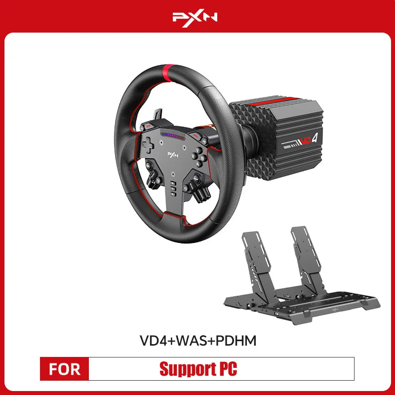 PXN V4D Bundle Racing Wheel 4Nm Force Feedback Simulator Gaming Steering Wheel PXN VD Series Direct Drive Servo Motor For PC