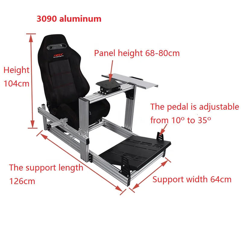 Play Game Racing Cockpit Emulator Seat Car Driving Racing Simulation Cockpit Simulation Rig Cockpit by Extruded Aluminum