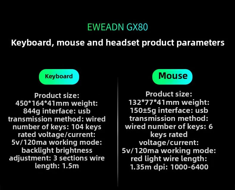 104 Key Ultra Compact Wired Keyboard Electronic Sports Game, Ergonomic Mechanical Feel, Office Computer Specific Mouse