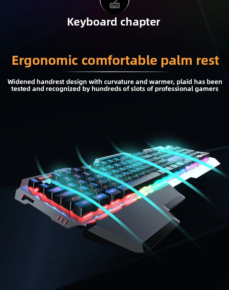 104 Key Ultra Compact Wired Keyboard Electronic Sports Game, Ergonomic Mechanical Feel, Office Computer Specific Mouse