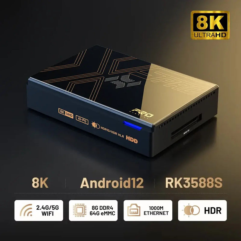 Kinhank Super Console X5 Pro featuring 8K Ultra HD, Android 12, 8GB DDR4 RAM, and 4TB HDD for gaming and media.