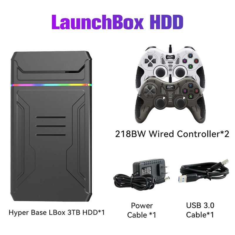 Video Game Consoles Launchbox OS Retro Gaming HDD for Xbox/Switch/PS4/PS3/PS2/PS1/DC/WII for Windows PC/Laptop with 10107Games
