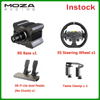 MOZA Racing R5 Direct Drive Wheel Base 5.5 N·m Peak Torque APP Cloud Control with Steering Wheel ,Pedals,Table Clamp