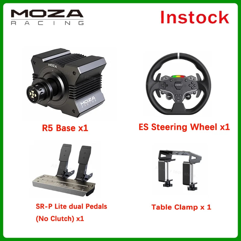 MOZA Racing R5 Direct Drive Wheel Base 5.5 N·m Peak Torque APP Cloud Control with Steering Wheel ,Pedals,Table Clamp