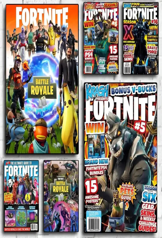 Various Fortnite magazine covers showcasing characters, tips, and guides for fans and gamers.