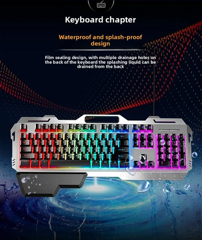 104 Key Ultra Compact Wired Keyboard Electronic Sports Game, Ergonomic Mechanical Feel, Office Computer Specific Mouse