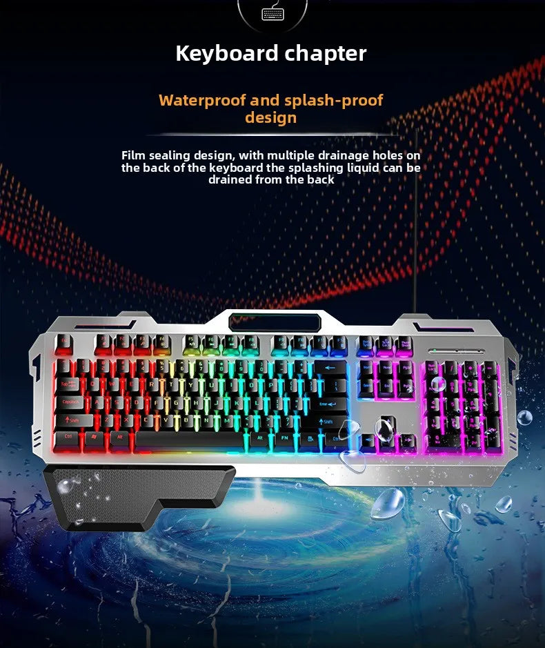 104 Key Ultra Compact Wired Keyboard Electronic Sports Game, Ergonomic Mechanical Feel, Office Computer Specific Mouse